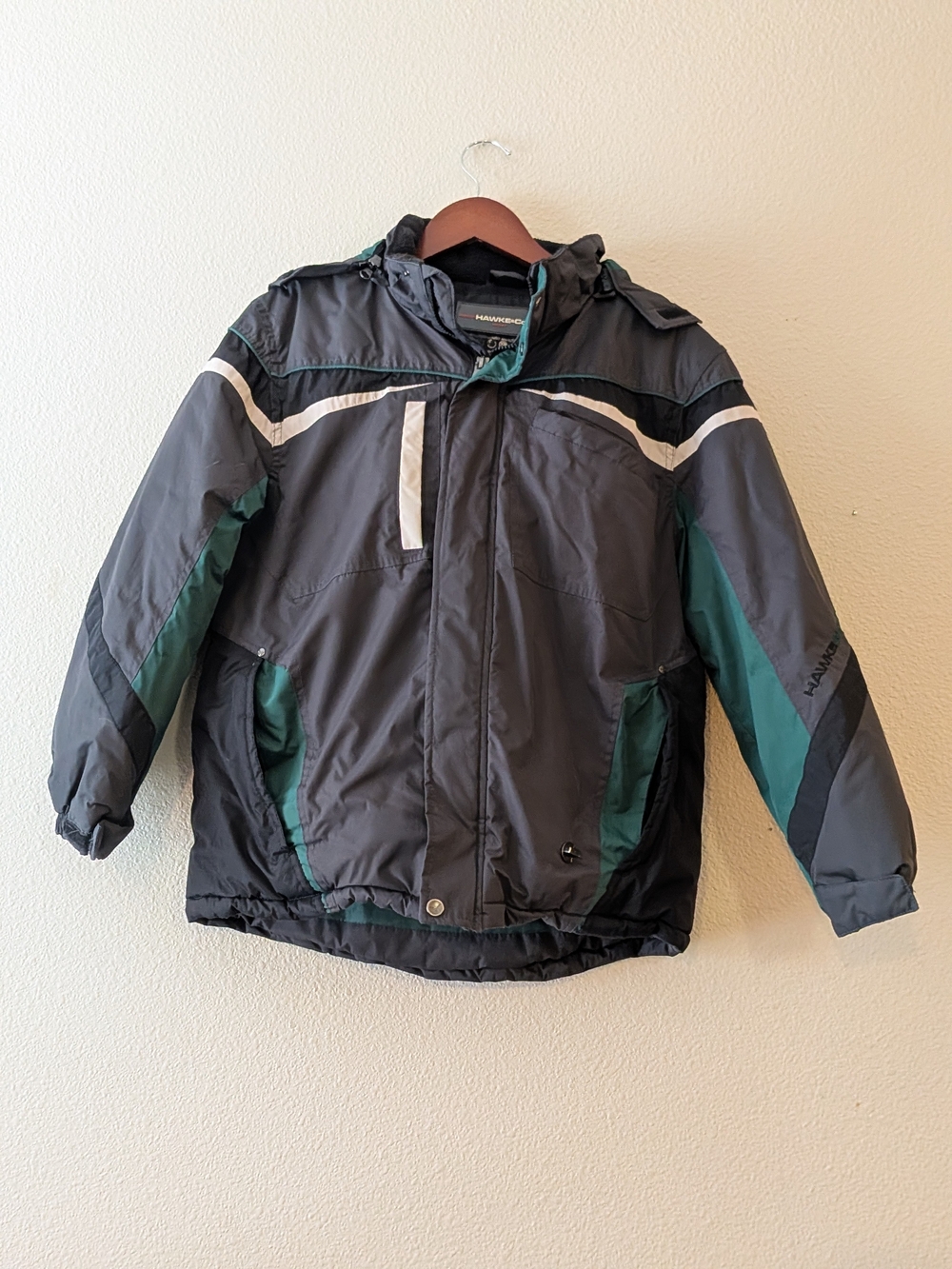 Hawke & Co Boys' Black and Green Winter Coat